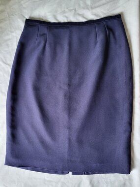 Maison 123 Skirt Women's 38 Blue Midi Zip Retro Office Dark Academia